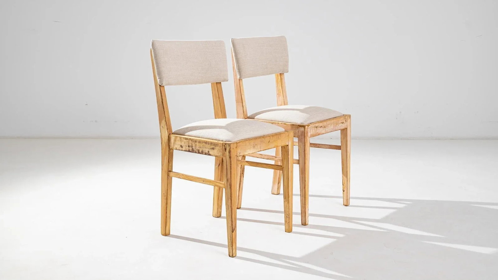 1900s Central European Wooden Chairs with Upholstered Seats and Back - A Pair - 12