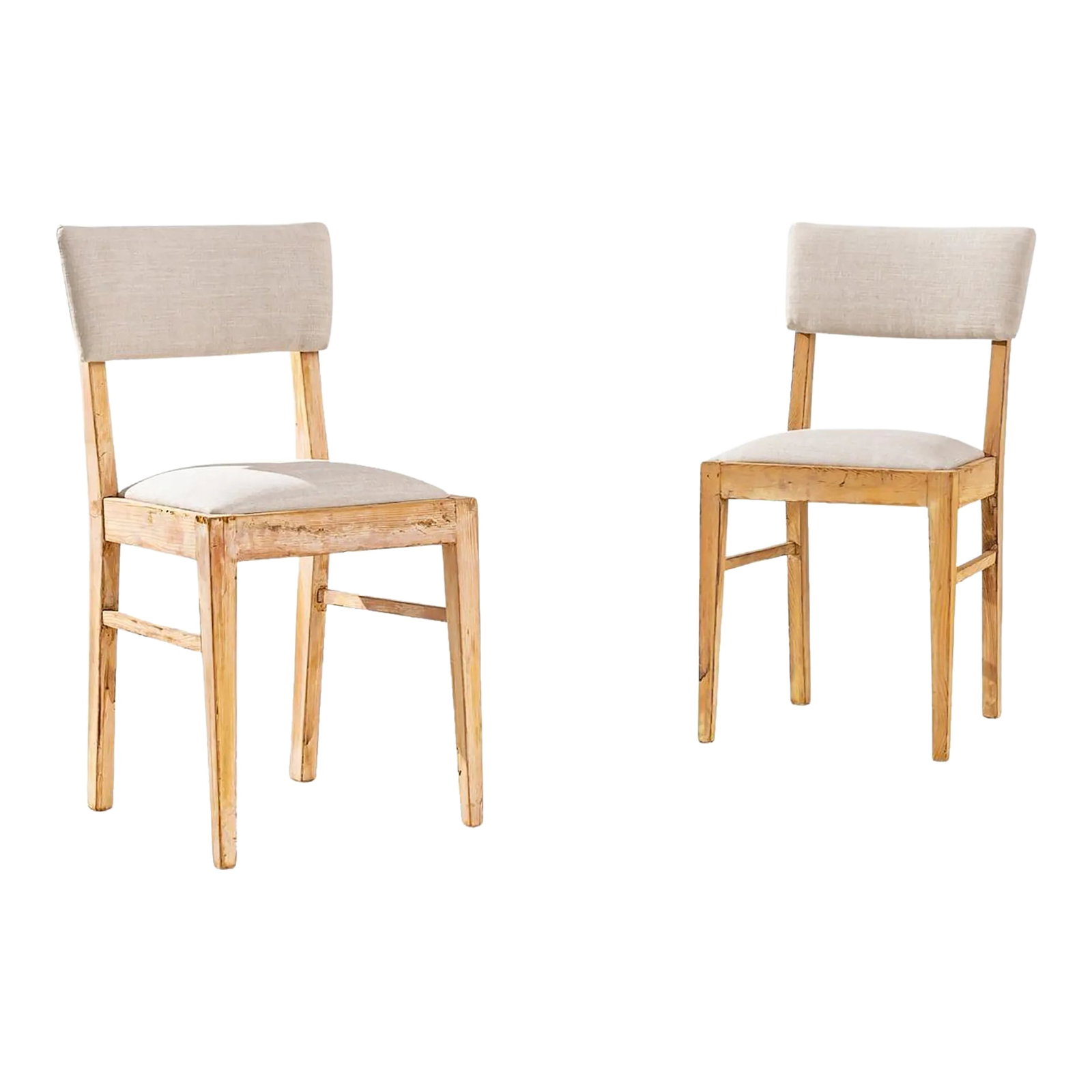 1900s Central European Wooden Chairs with Upholstered Seats and Back - A Pair: Uncover the allure of vintage charm with this exquisite pair of 1900s Central European Wooden Chairs. Each chair stands as a relic of a time when craftsmanship was an art, featuring sturdy wooden fram