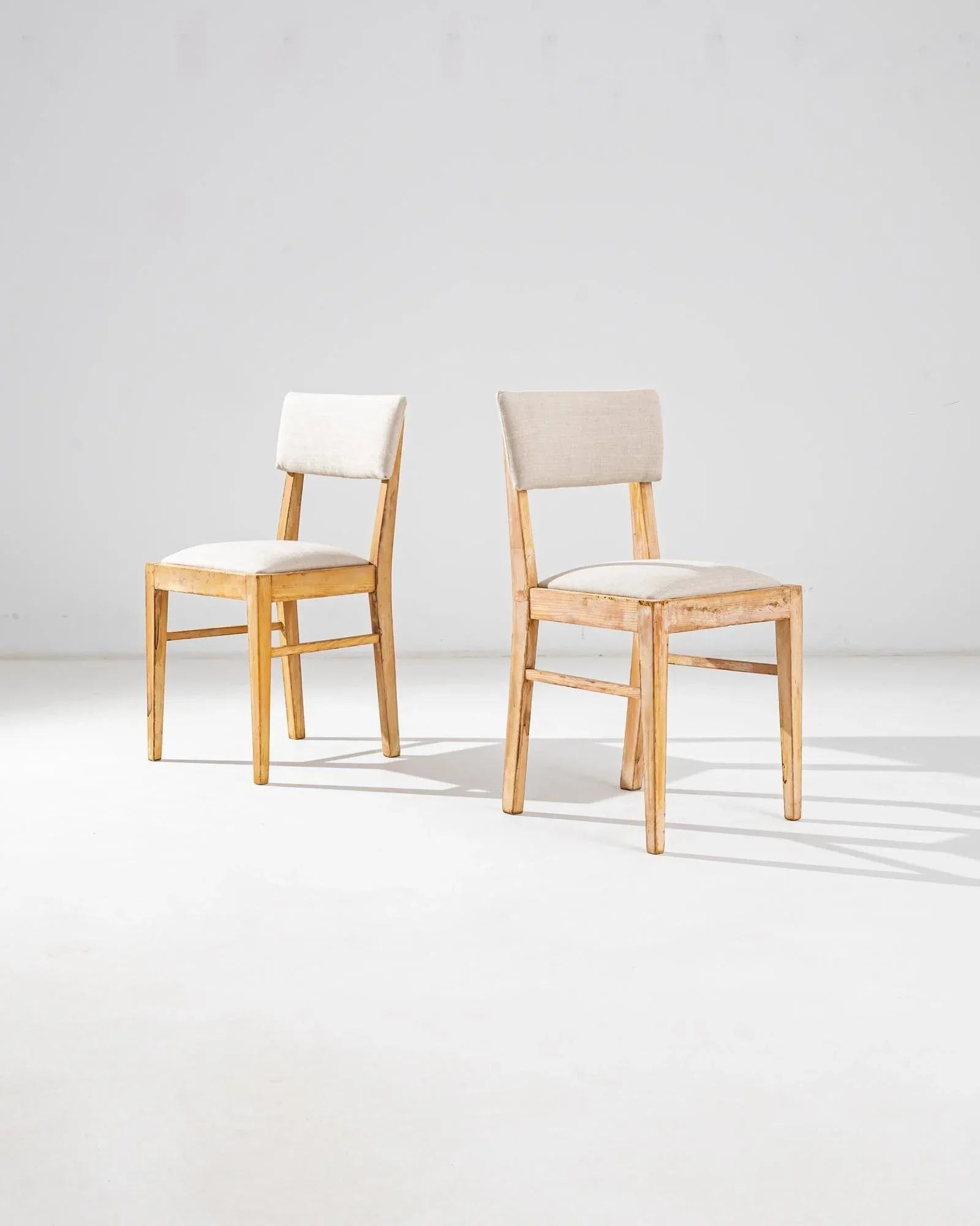 1900s Central European Wooden Chairs with Upholstered Seats and Back - A Pair - 5