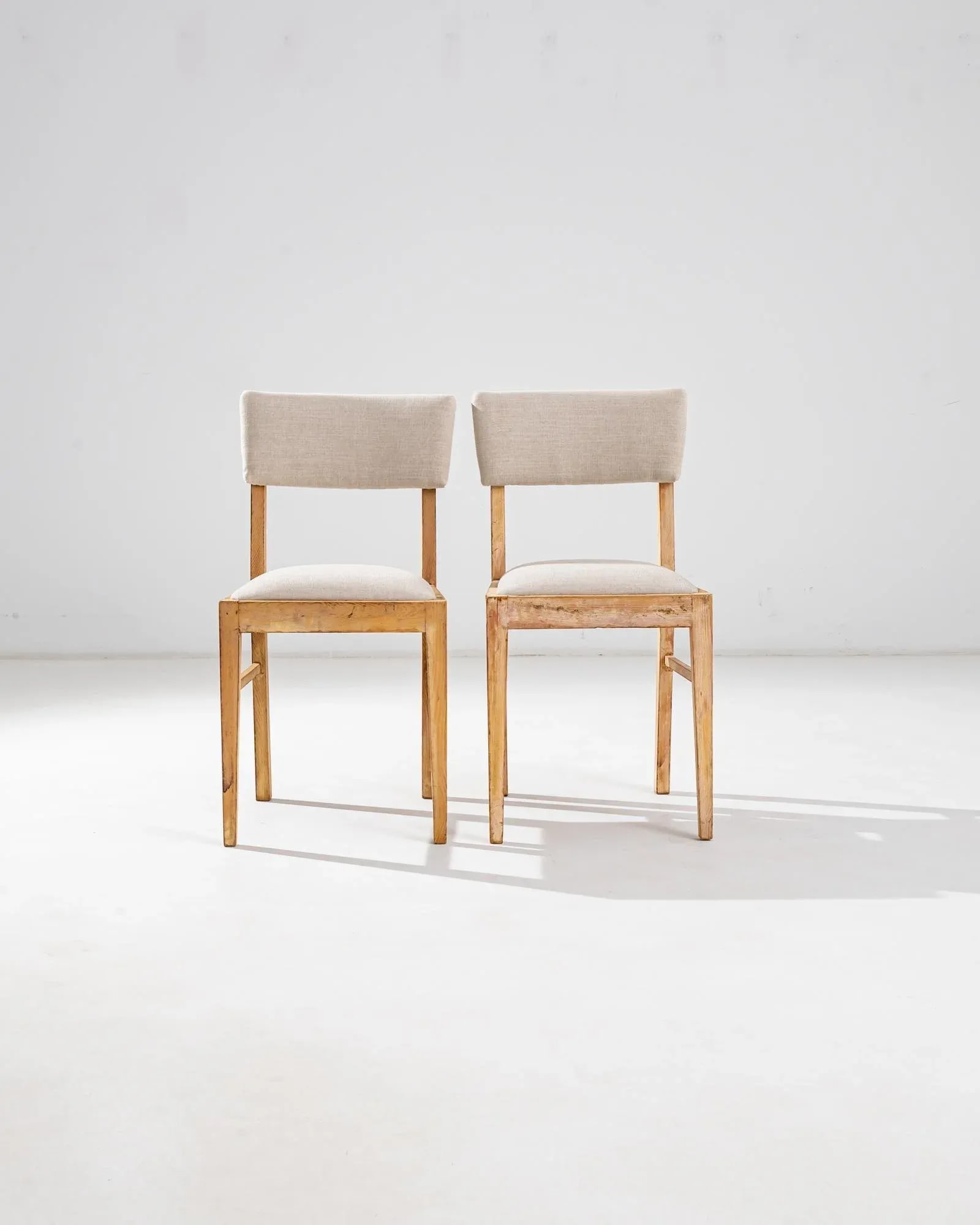 1900s Central European Wooden Chairs with Upholstered Seats and Back - A Pair - 7