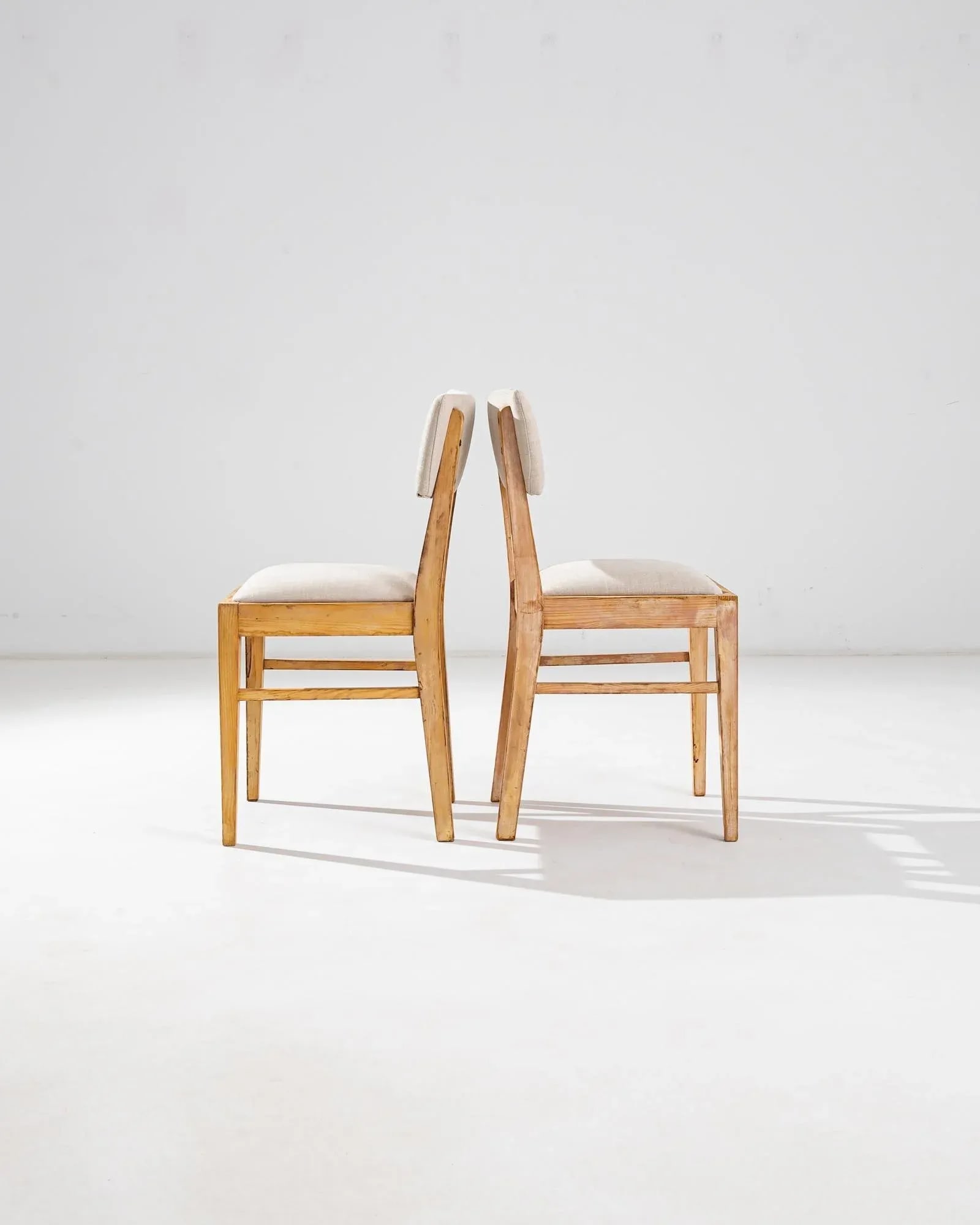 1900s Central European Wooden Chairs with Upholstered Seats and Back - A Pair - 8