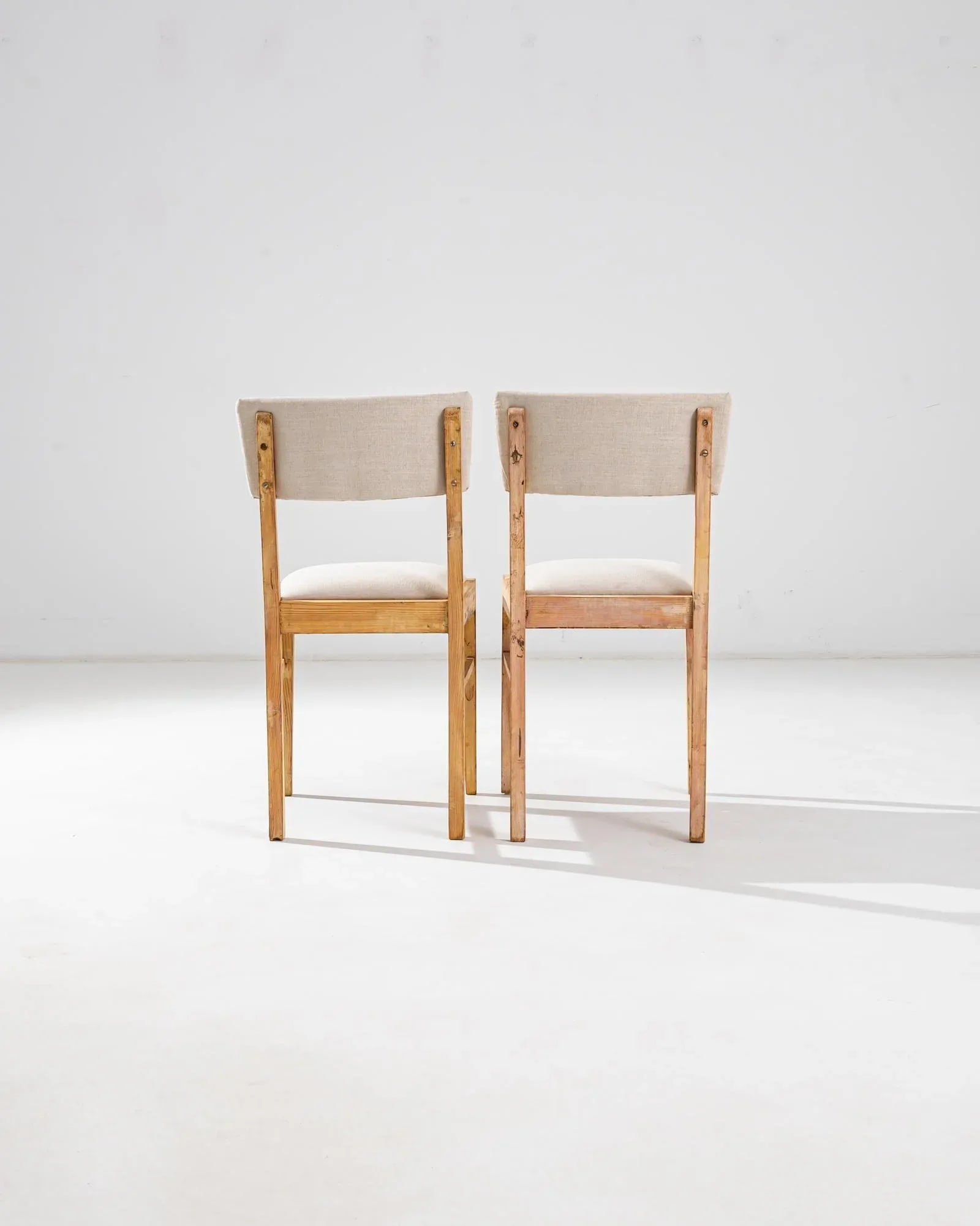 1900s Central European Wooden Chairs with Upholstered Seats and Back - A Pair - 9