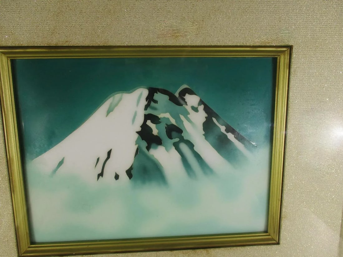 Japanese Framed Mt. Fuji Cloisonne Panel Circa 1980s' - 3