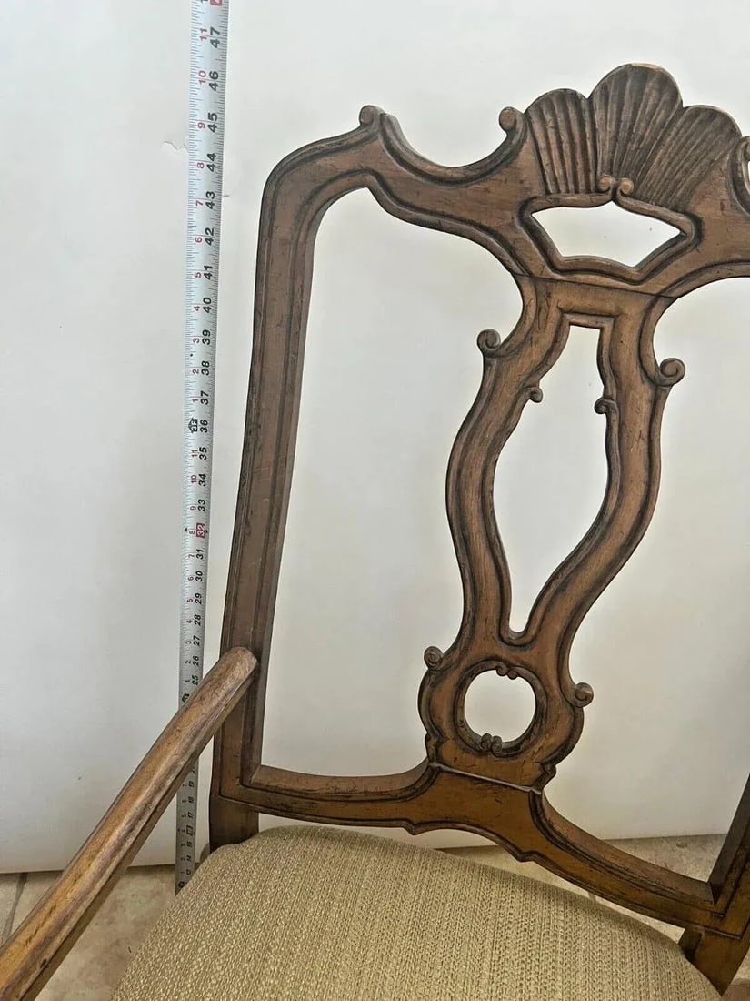 1990s Drexel Heritage French Baroque Style Carved Back Matching Armchairs - a Pair - 7