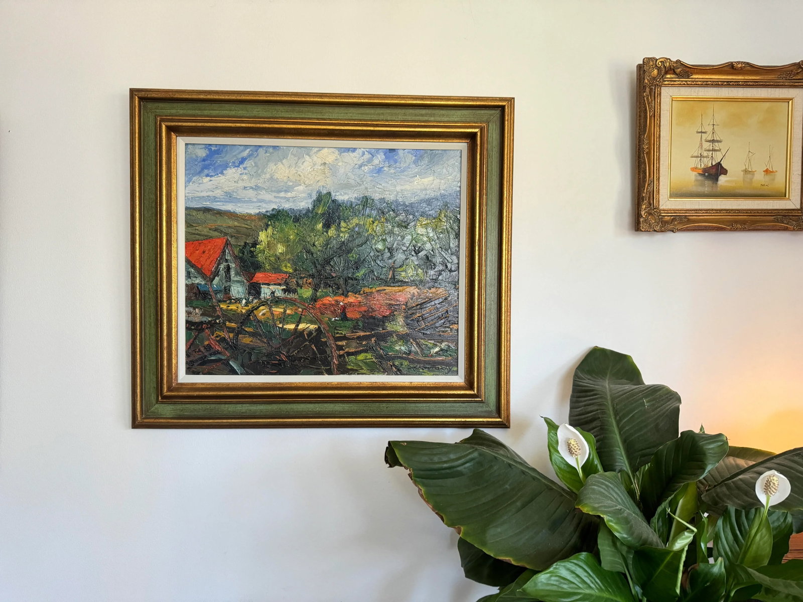 Mid 20th Century Original Pastoral Oil Painting by J. KoutachyGold Colored Frame - 5