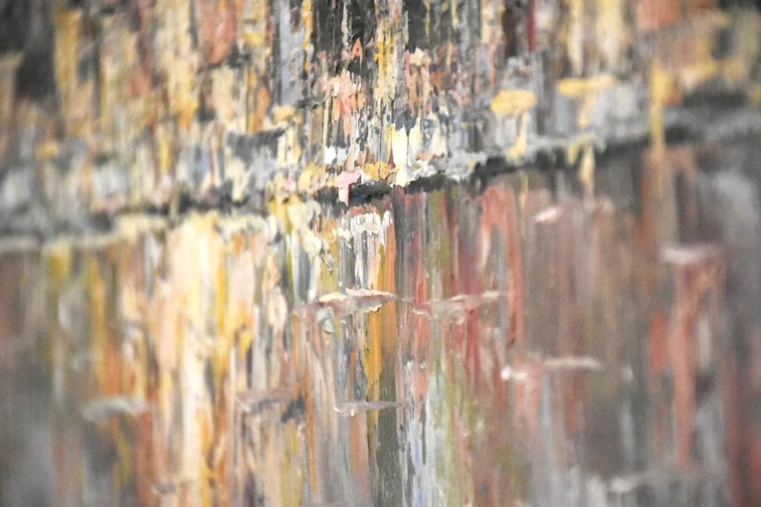 Abstract Waterfront Skyline Signed Painting - 6