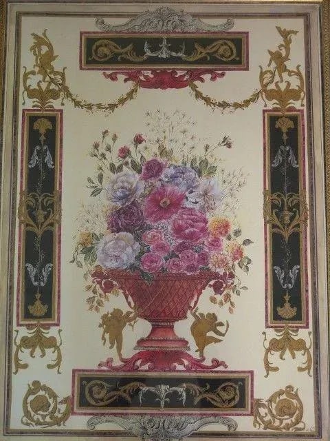 1990s Signed Flowers Print With Gold Frame - 2