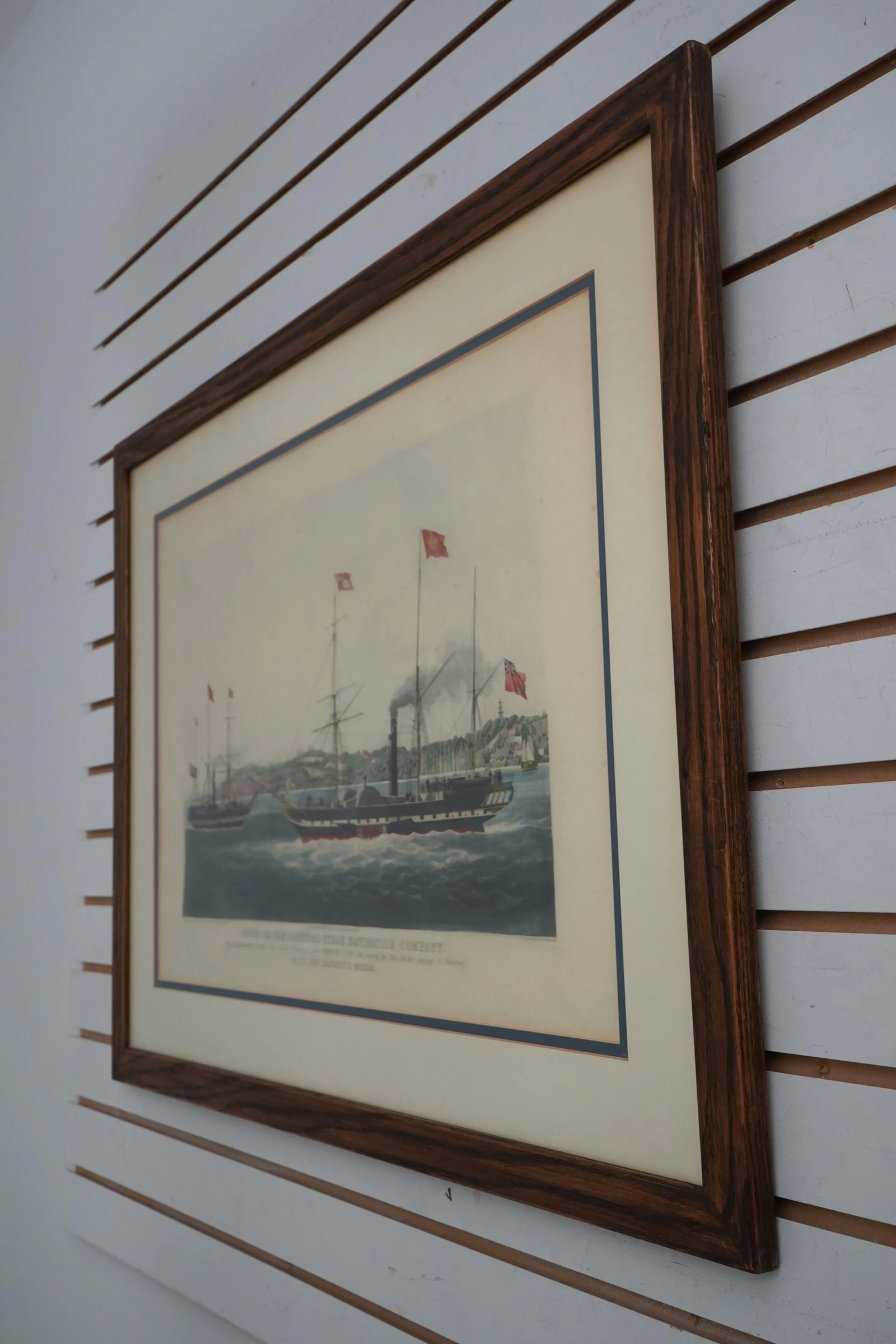 Vintage English Steamship Colored Engraving in Frame - 2
