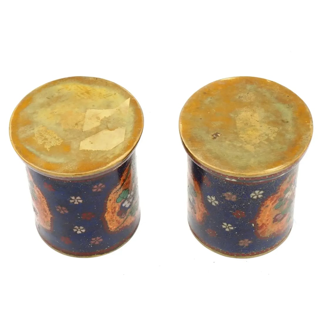 Pair of Antique Early Meiji Japanese Cloisonne Enamel Brush Pots in the Style of Namikawa - 4