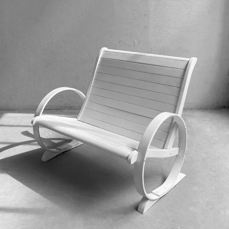 Mid-Century Painted Wood Outdoor Bench & Lounge Chair, 2 Pieces - 8