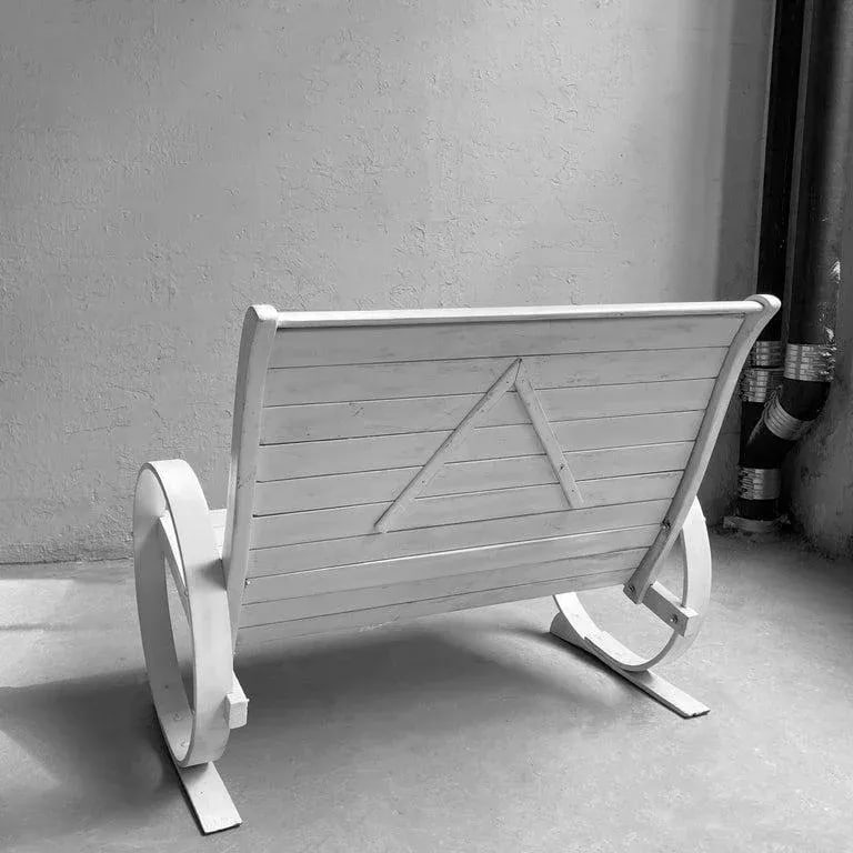 Mid-Century Painted Wood Outdoor Bench & Lounge Chair, 2 Pieces - 9