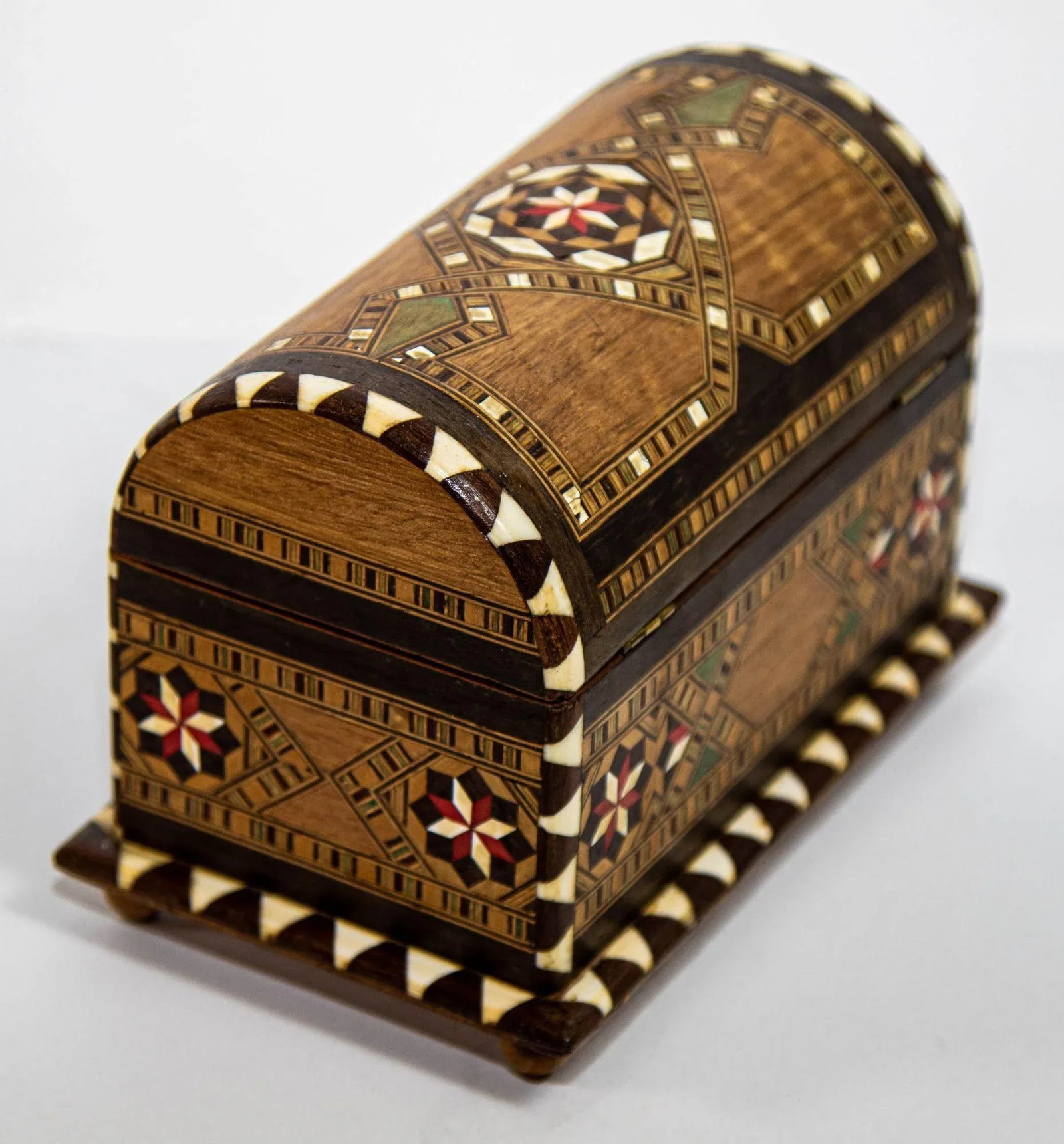 Moorish Spain Arch Top Wood Inaid Marquetry Jewelry Box - 4