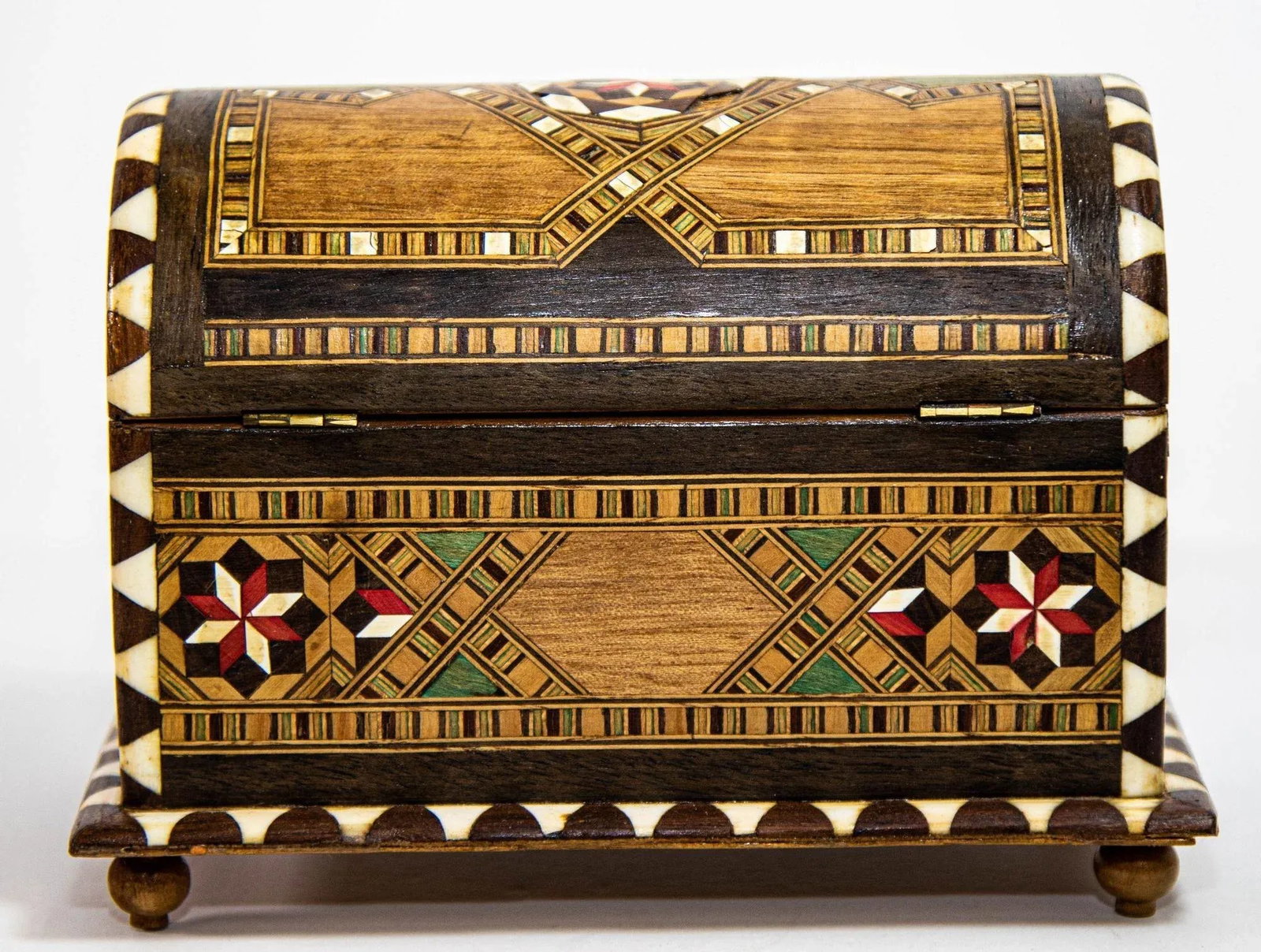 Moorish Spain Arch Top Wood Inaid Marquetry Jewelry Box - 6
