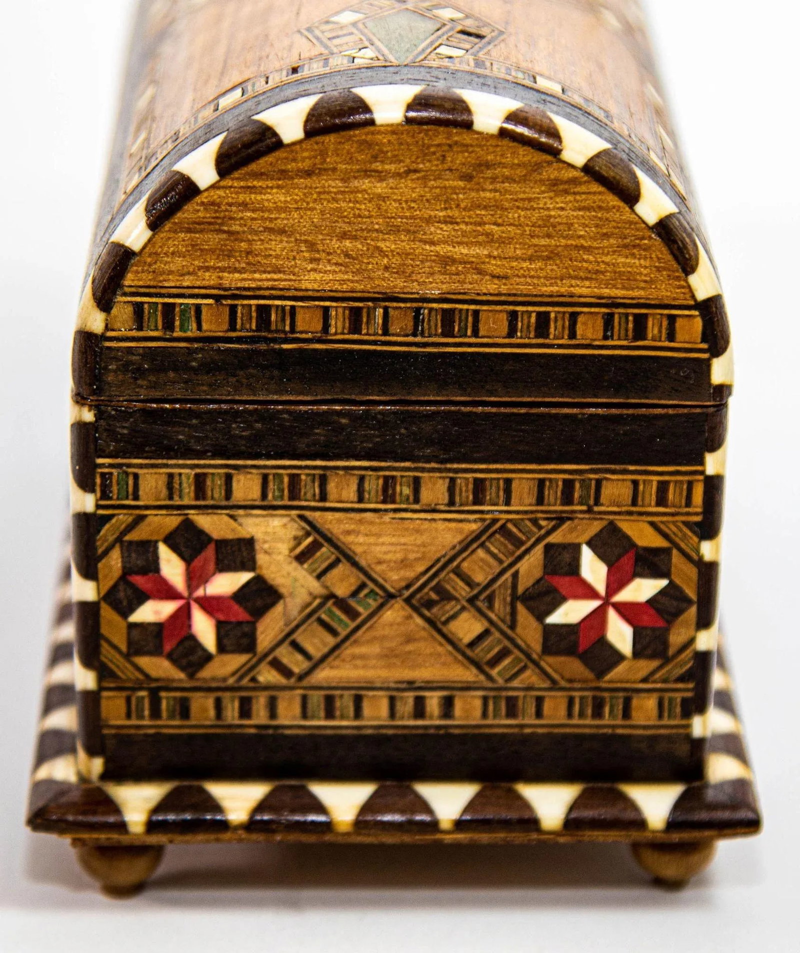 Moorish Spain Arch Top Wood Inaid Marquetry Jewelry Box - 7
