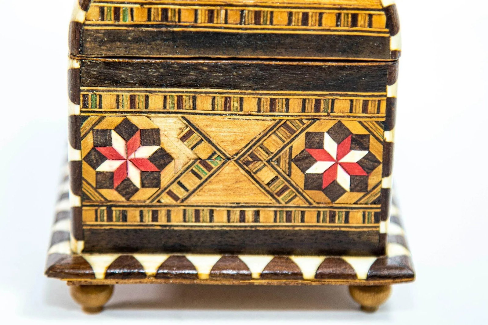Moorish Spain Arch Top Wood Inaid Marquetry Jewelry Box - 8