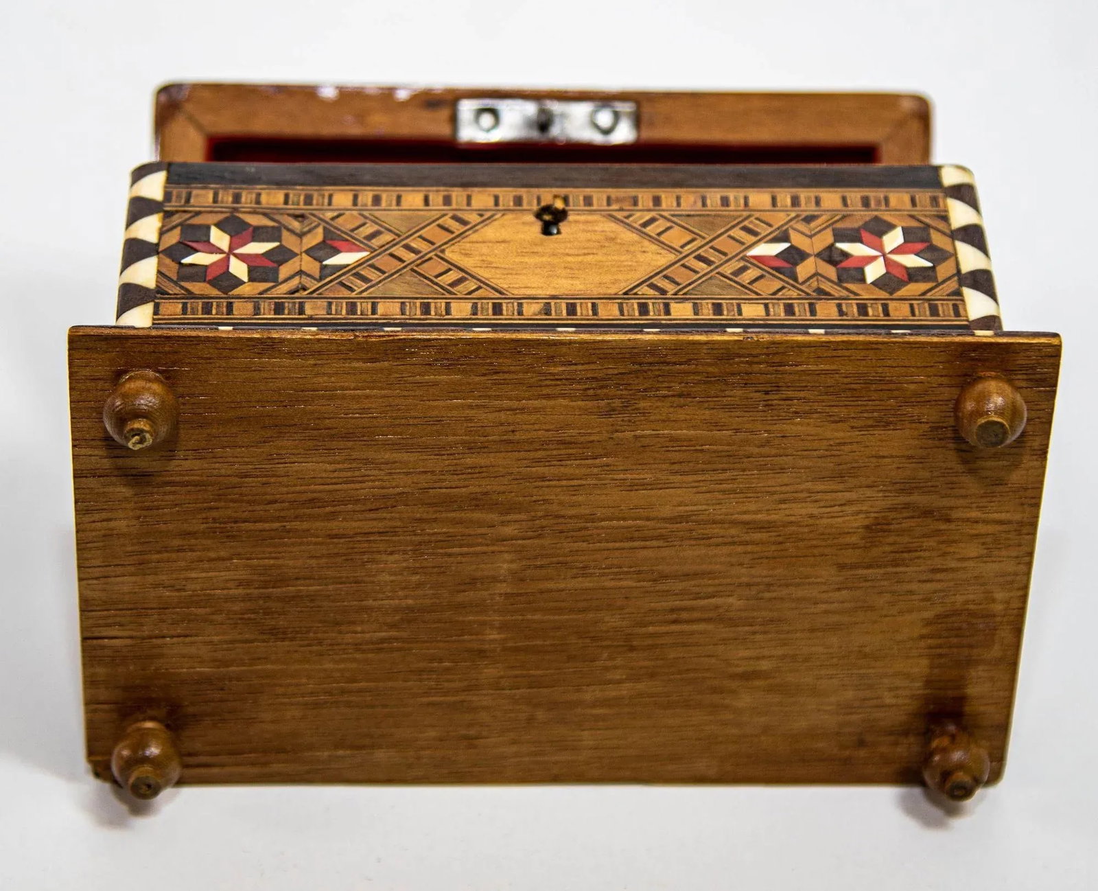Moorish Spain Arch Top Wood Inaid Marquetry Jewelry Box - 9