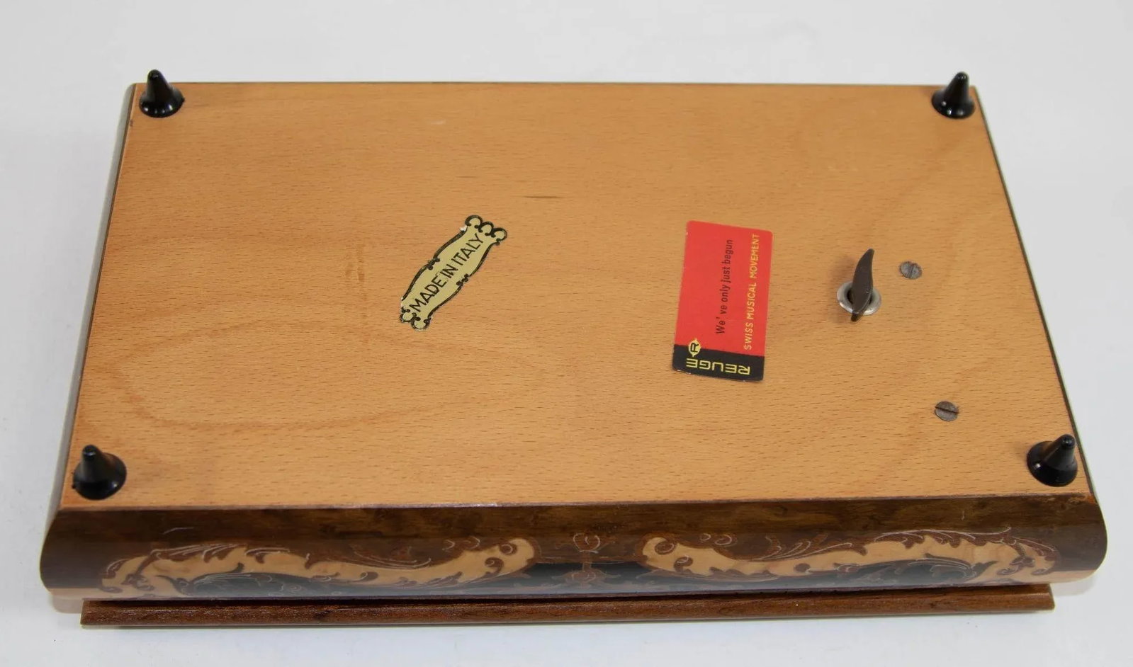 Vintage Footed Wooden Jewelry Music Box Made in Italy - 8