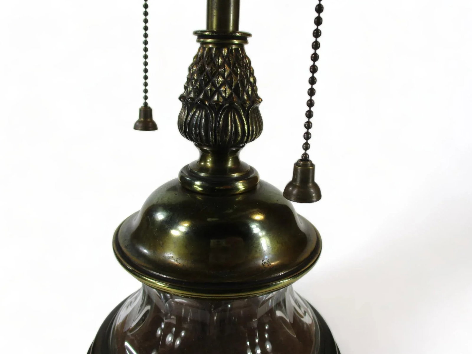 Mid 20th Century 36" Torchiere Lamp Stiffel Brass & Crystal Pineapple Hollywood Regency - 4