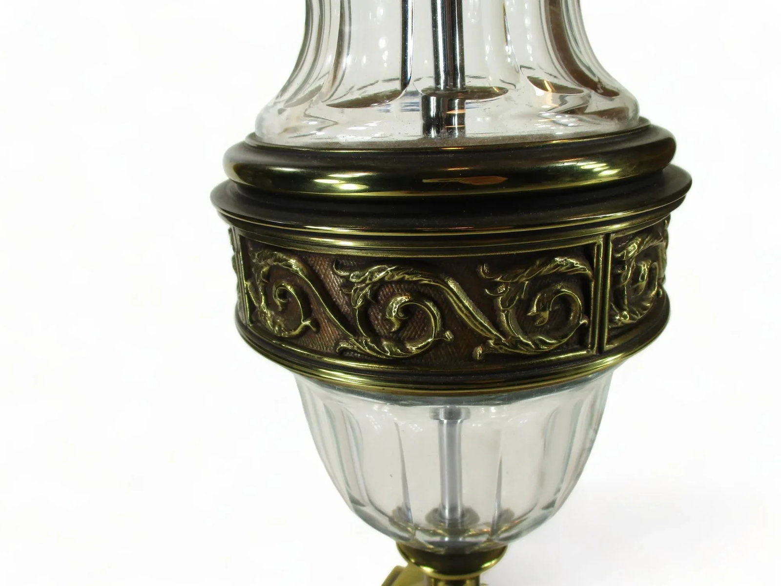 Mid 20th Century 36" Torchiere Lamp Stiffel Brass & Crystal Pineapple Hollywood Regency - 8