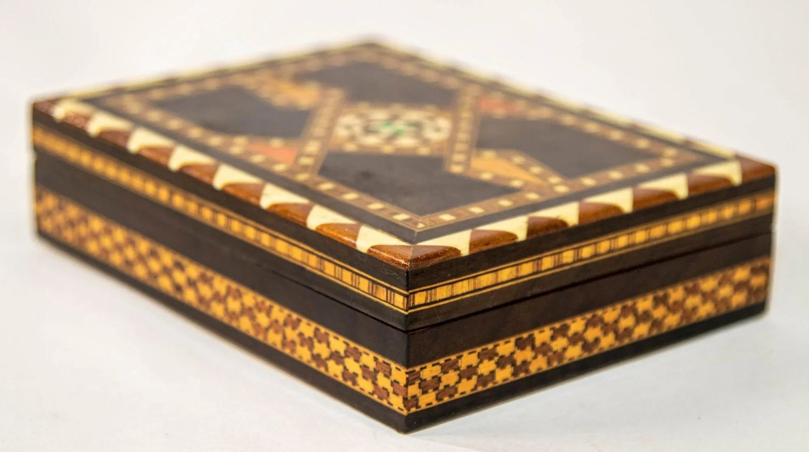Moorish Spain Inlaid Marquetry Mosaic Box 1950's - 5