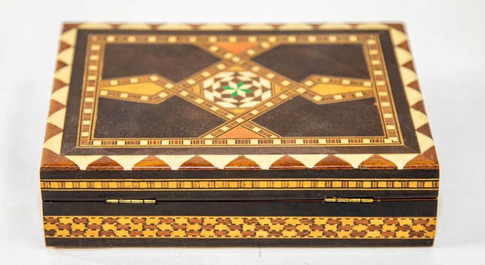 Moorish Spain Inlaid Marquetry Mosaic Box 1950's - 9