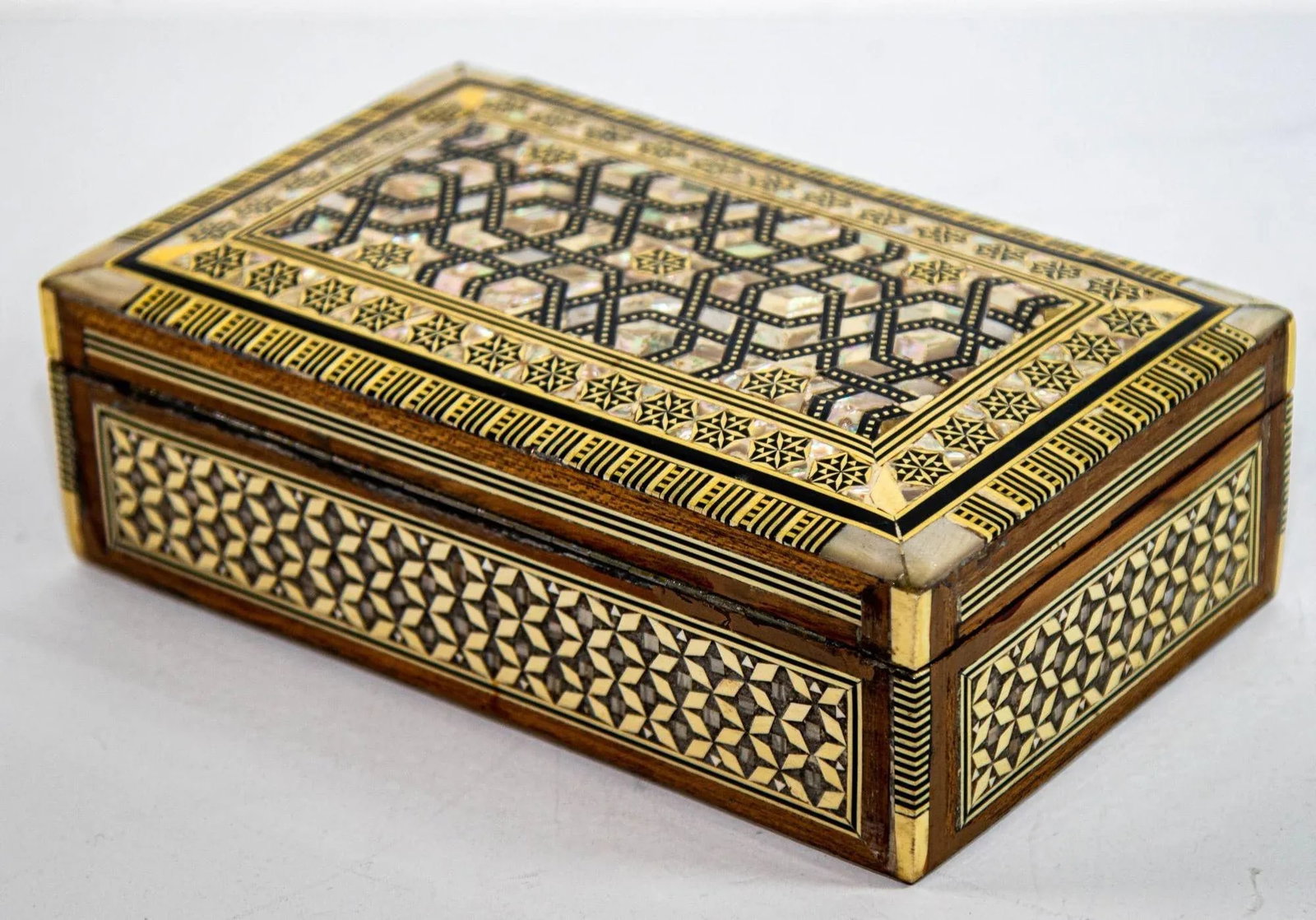 Middle Eastern Moorish Mother of Pearl Inlaid Marquetry Jewelry Box - 10