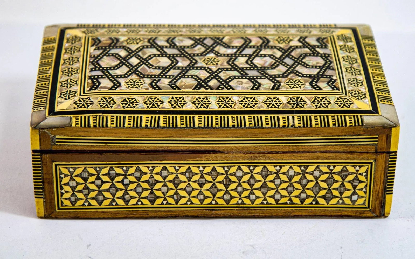 Middle Eastern Moorish Mother of Pearl Inlaid Marquetry Jewelry Box - 2