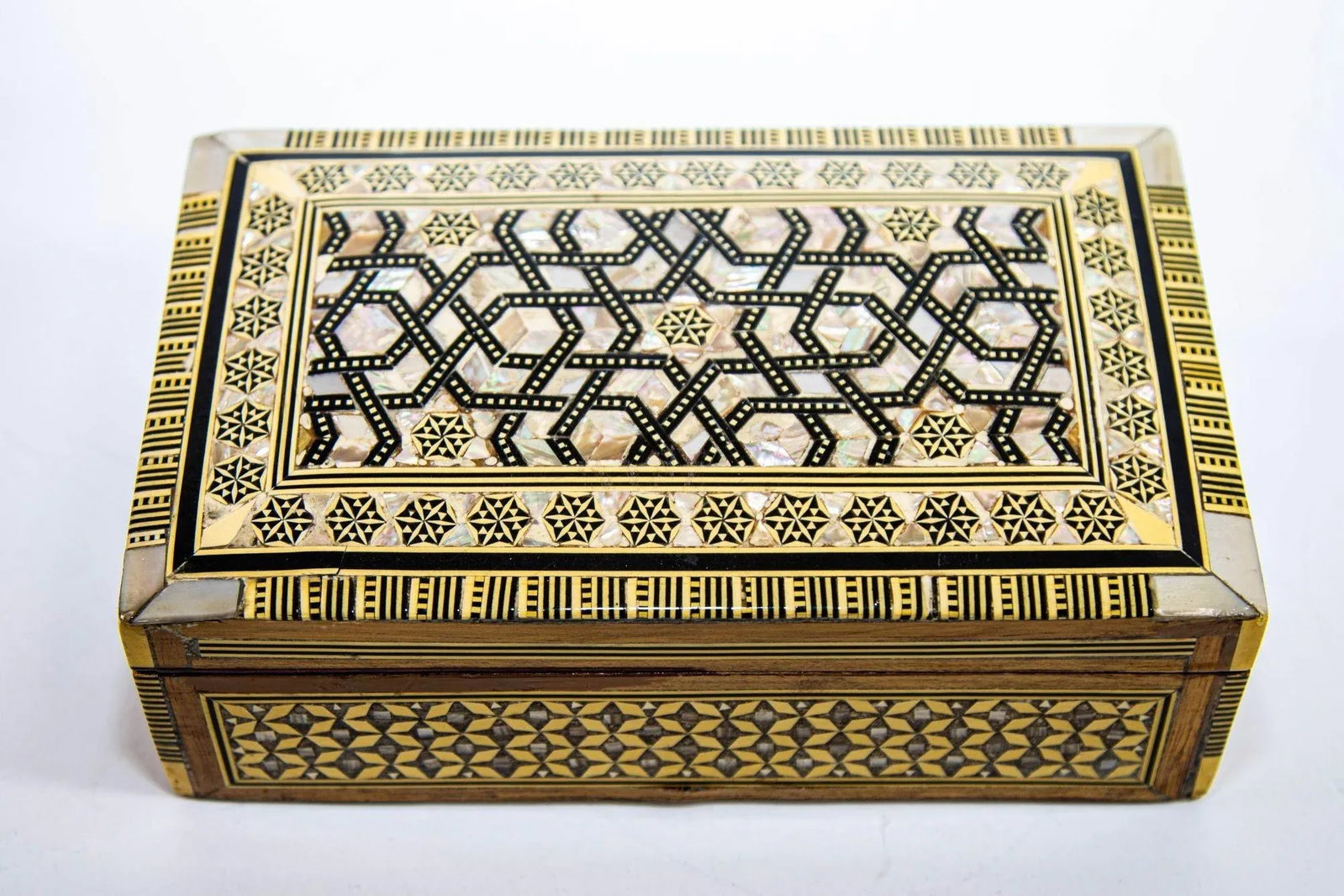 Middle Eastern Moorish Mother of Pearl Inlaid Marquetry Jewelry Box - 3