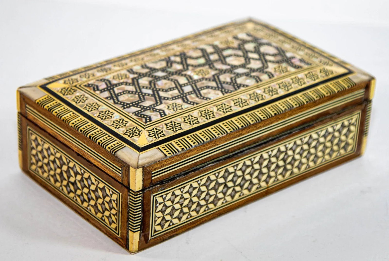 Middle Eastern Moorish Mother of Pearl Inlaid Marquetry Jewelry Box - 8