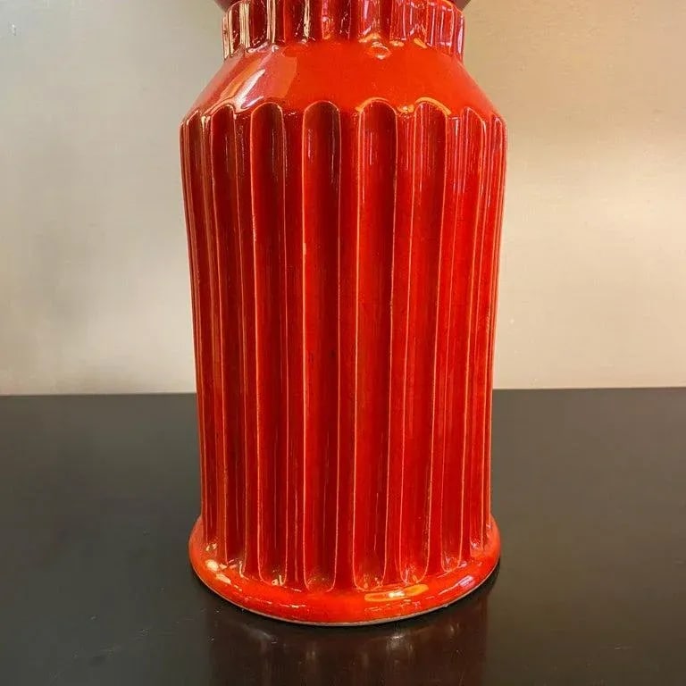 Mid-Century Italian Orange Moorish Art Pottery Jar - 5