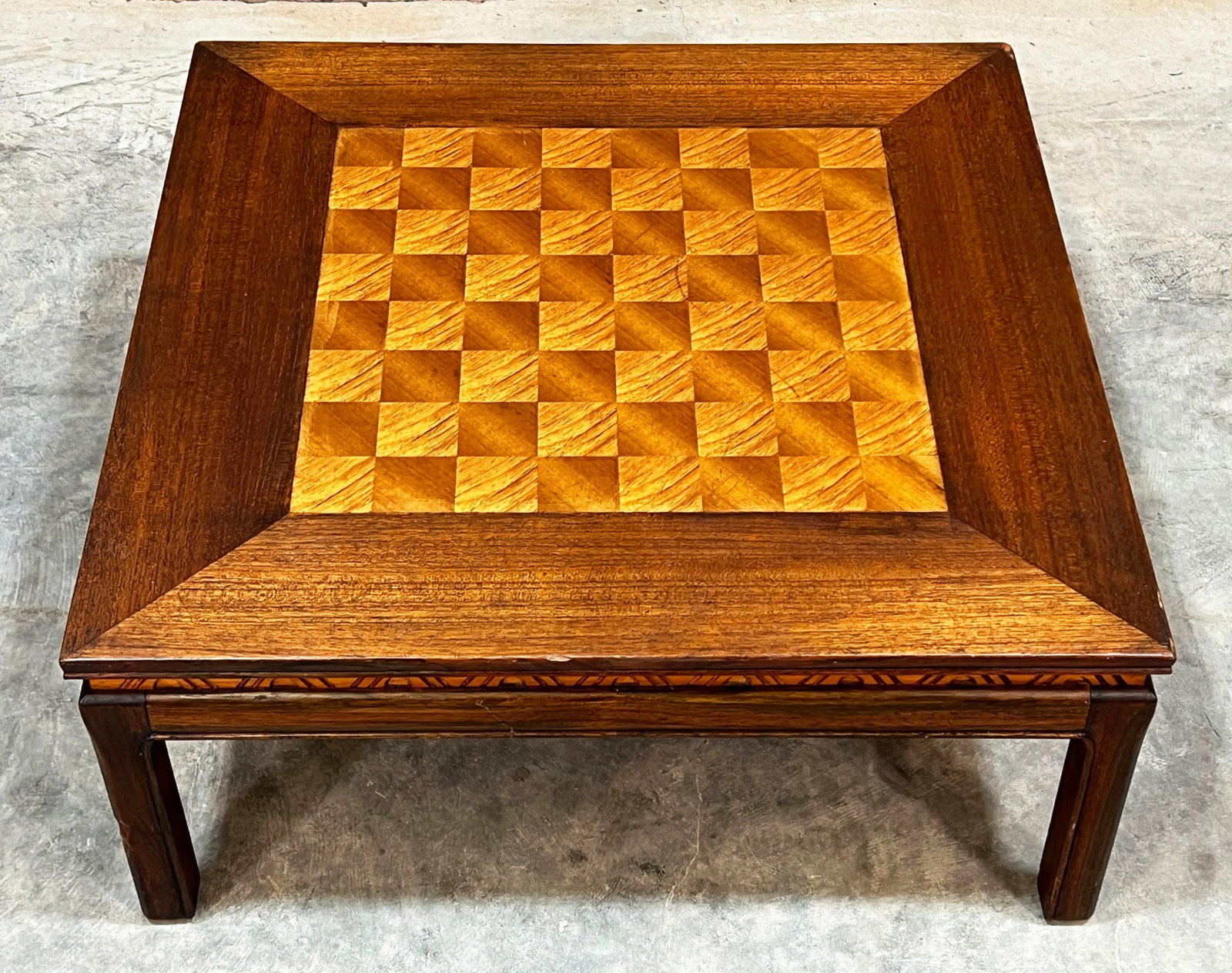 Vintage 1940's Chinese Low Table With Inlaid Chess Game Board - 3