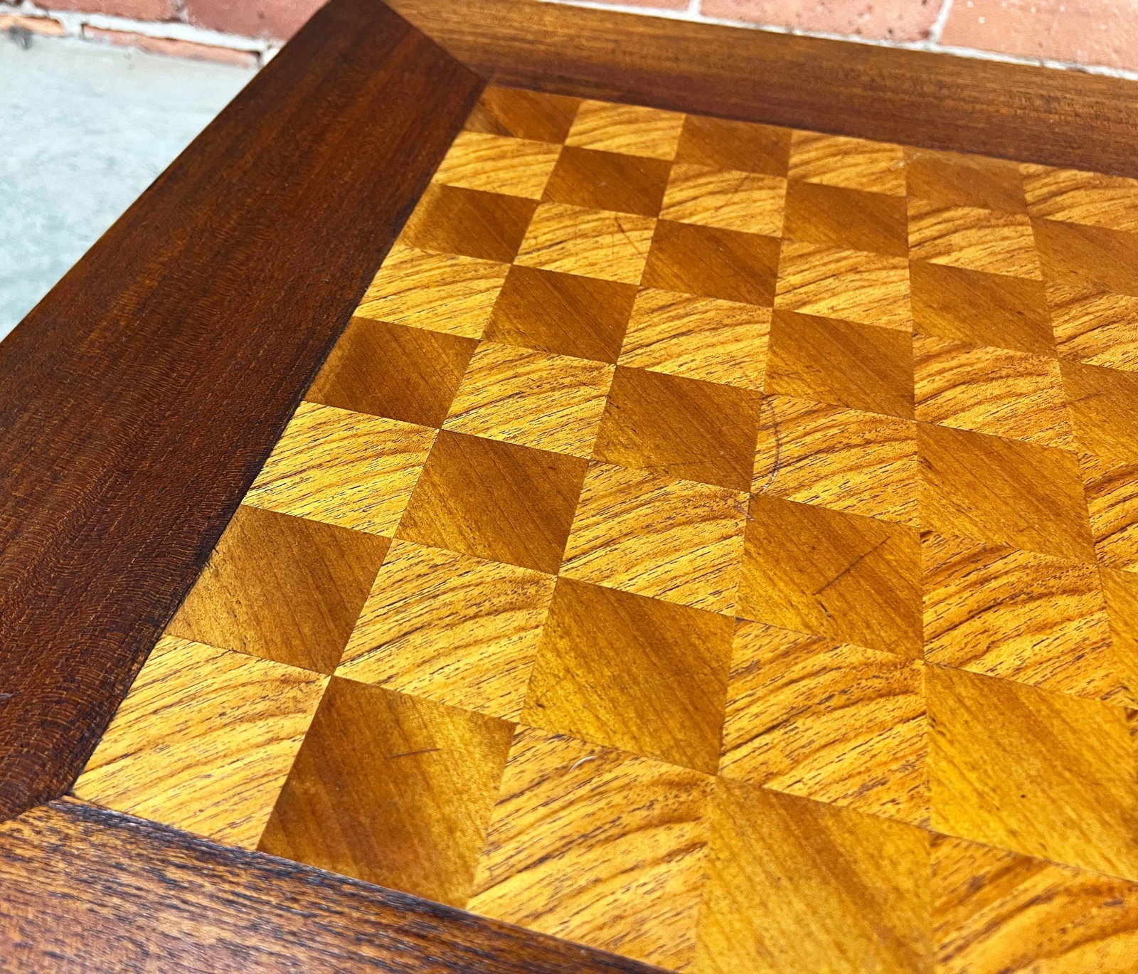 Vintage 1940's Chinese Low Table With Inlaid Chess Game Board - 4