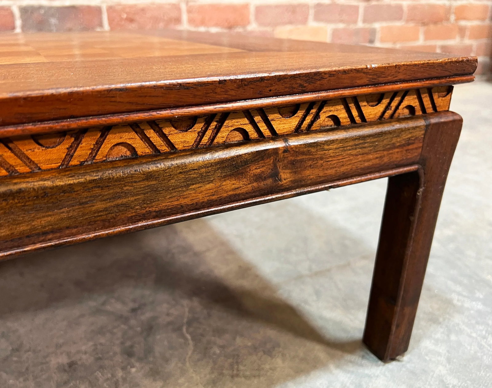 Vintage 1940's Chinese Low Table With Inlaid Chess Game Board - 6