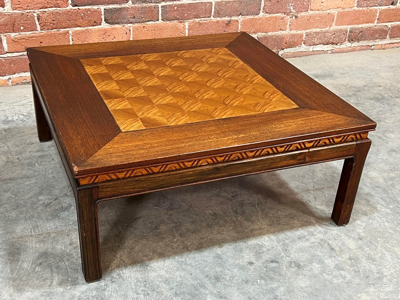 Vintage 1940's Chinese Low Table With Inlaid Chess Game Board - 7