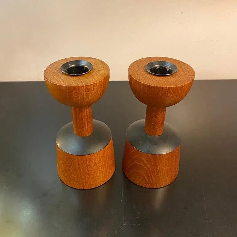 1960s Scandinavian Modern Rosewood Candleholders by Laurids Lonborg - Set of 2 - 2