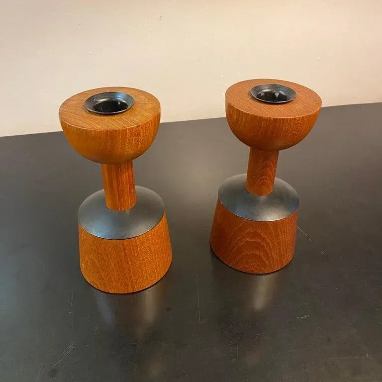 1960s Scandinavian Modern Rosewood Candleholders by Laurids Lonborg - Set of 2 - 3