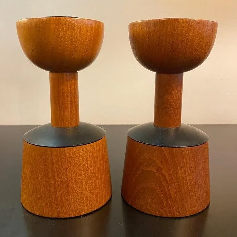 1960s Scandinavian Modern Rosewood Candleholders by Laurids Lonborg - Set of 2 - 4