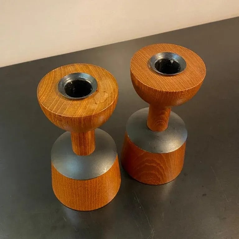 1960s Scandinavian Modern Rosewood Candleholders by Laurids Lonborg - Set of 2 - 6