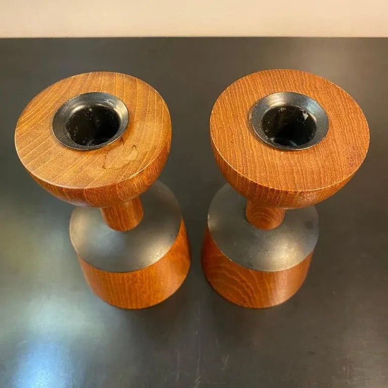 1960s Scandinavian Modern Rosewood Candleholders by Laurids Lonborg - Set of 2 - 8