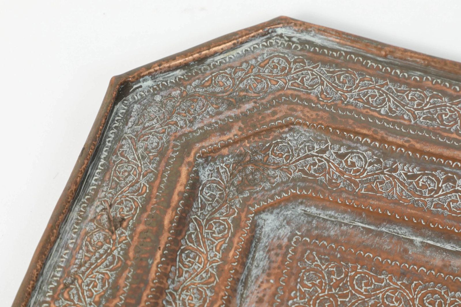 Middle Eastern Octagonal Persian Copper Tray Charger - 4