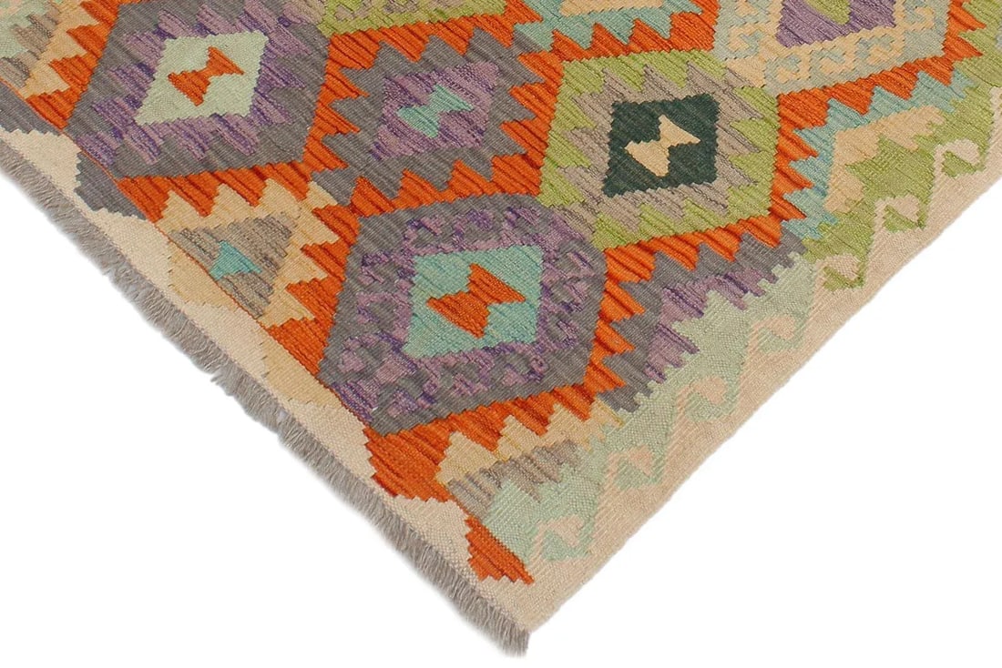 1990s Southwestern Kilim Rust Beige Wool Rug - 2'10" X 4'1" - 3