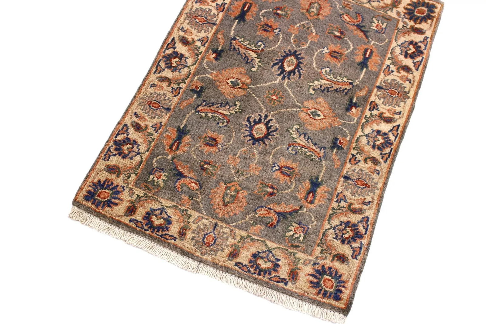 1990s Classic Ziegler Grey Ivory Hand-Knotted Wool Rug - 2'1'' X 2'11'' - 3