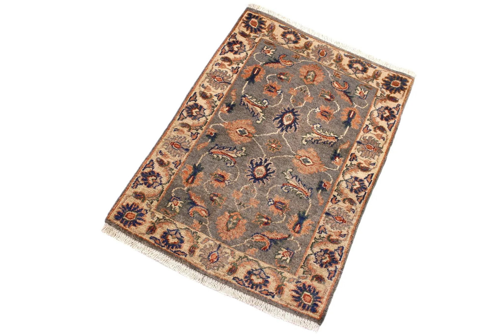 1990s Classic Ziegler Grey Ivory Hand-Knotted Wool Rug - 2'1'' X 2'11'' - 4