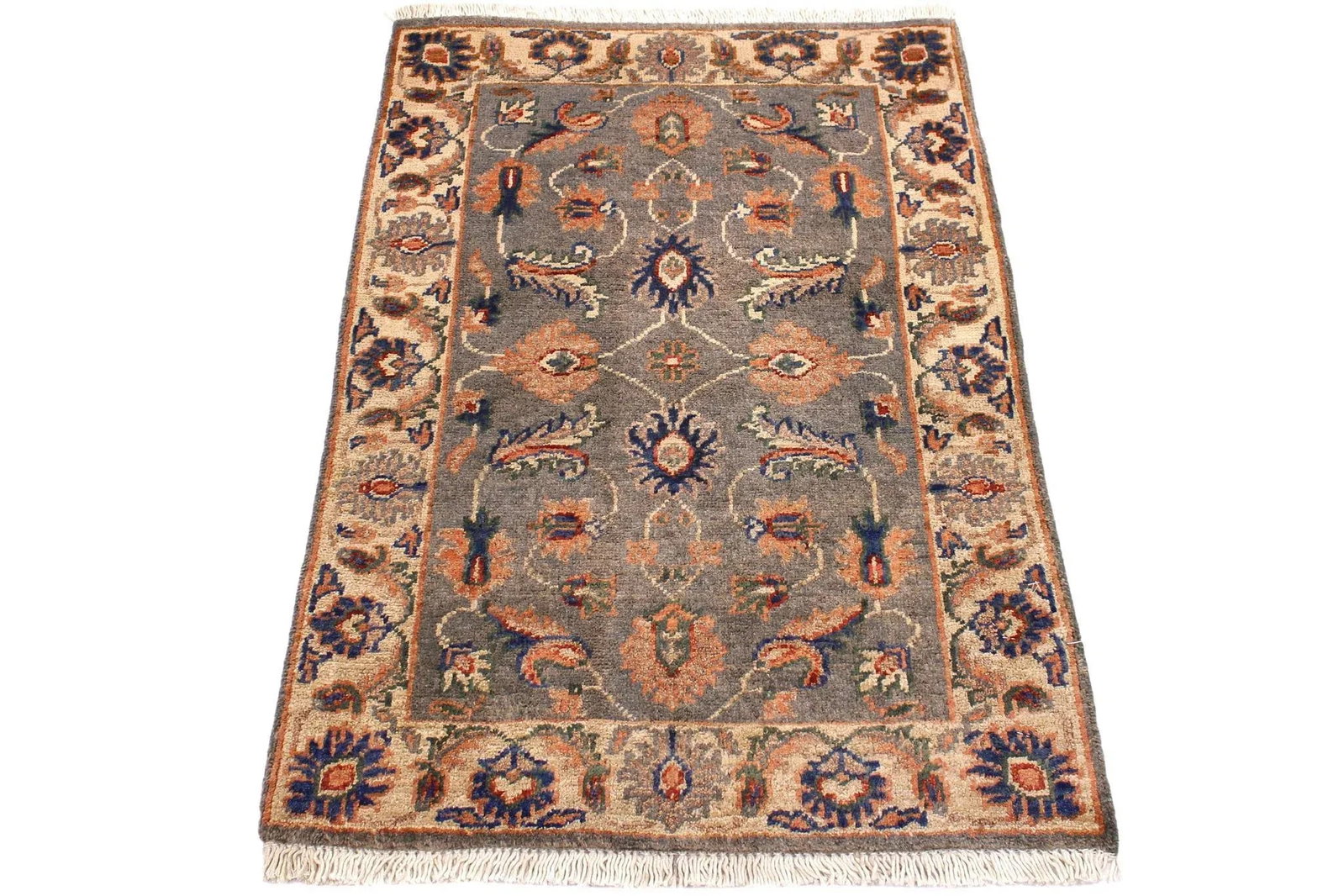 1990s Classic Ziegler Grey Ivory Hand-Knotted Wool Rug - 2'1'' X 2'11'' - 5