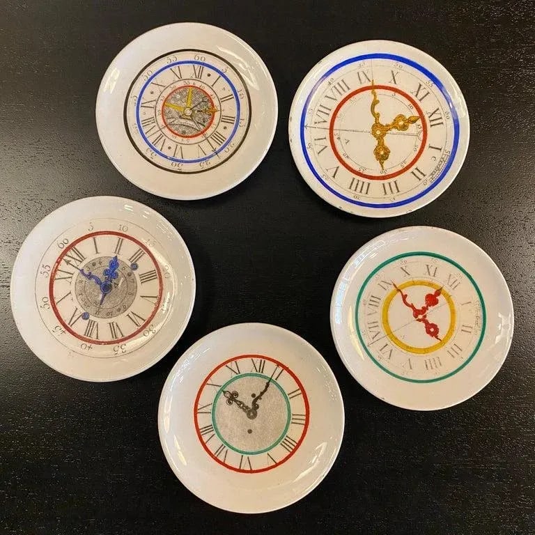 Italian Mid-Century Modern Petite Clock Plates- Set of 5 - 2