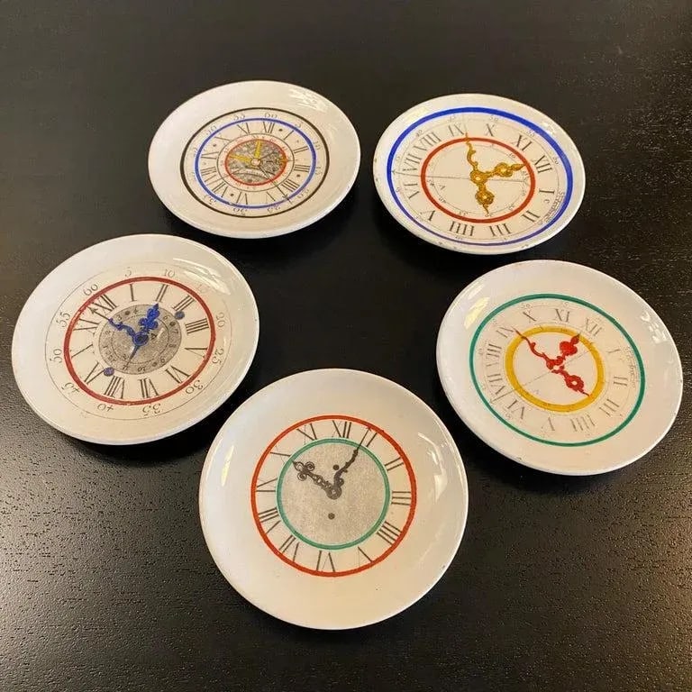 Italian Mid-Century Modern Petite Clock Plates- Set of 5 - 4