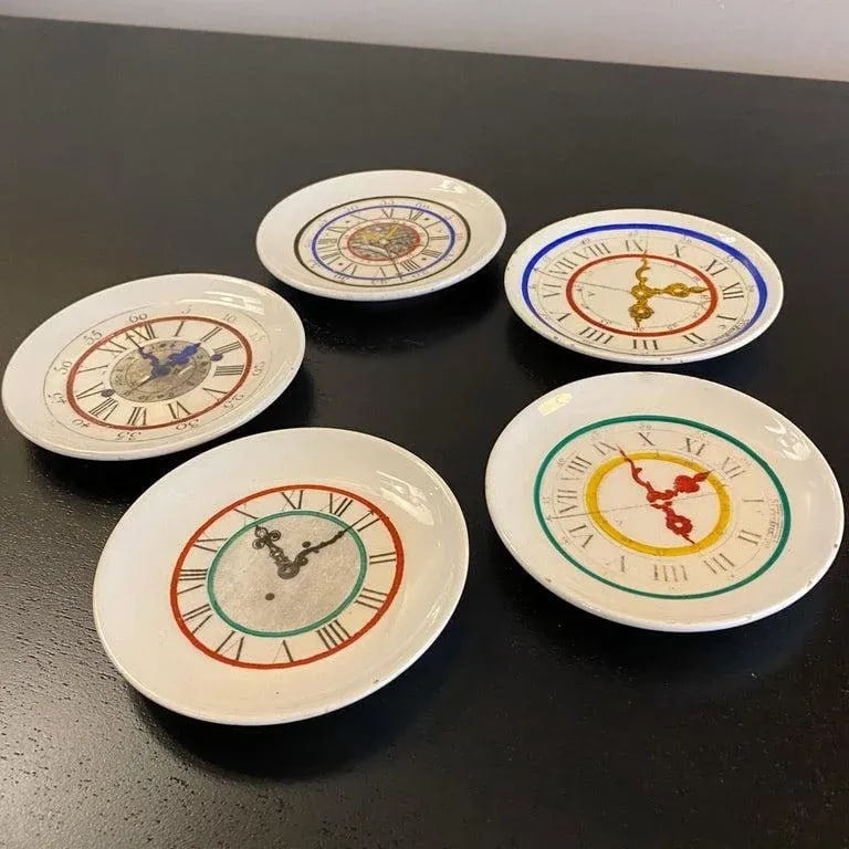 Italian Mid-Century Modern Petite Clock Plates- Set of 5 - 6