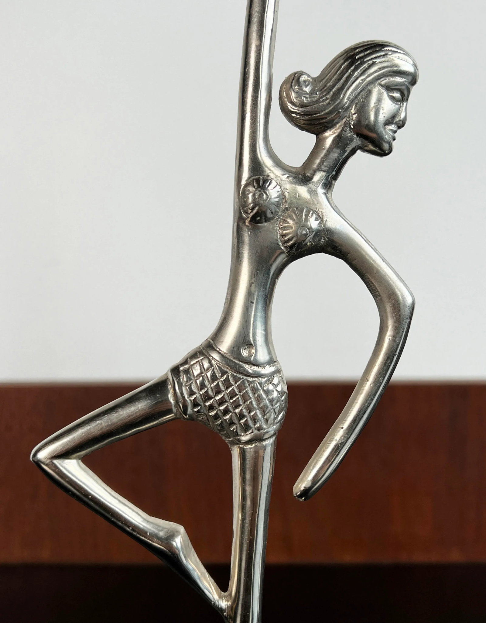 Mid Century Modern Hawaiian Tiki Girl Figural Aluminum Candlesticks - a Pair - 2