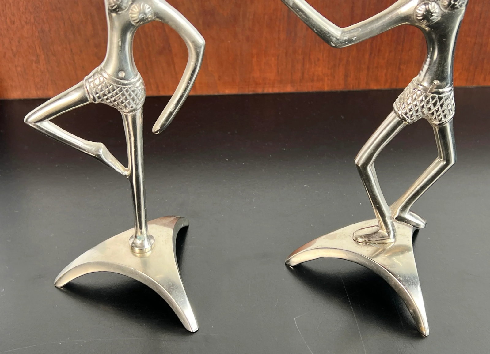 Mid Century Modern Hawaiian Tiki Girl Figural Aluminum Candlesticks - a Pair - 7