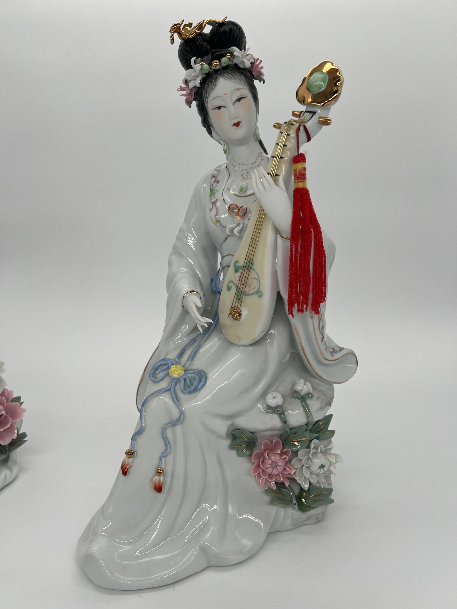 Vintage Asian Geisha Musician Figurines a Pair - 4